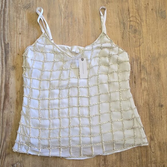 Corey Lynn Calter Rhinestone Mimi V-Neck Cami Top Shirt Anthropologie Medium - Picture 3 of 7